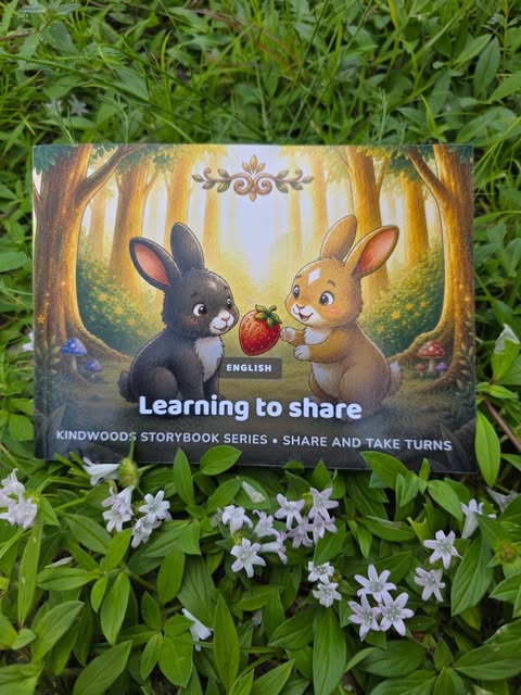 Learning to Share storybook cover, resting in the grass